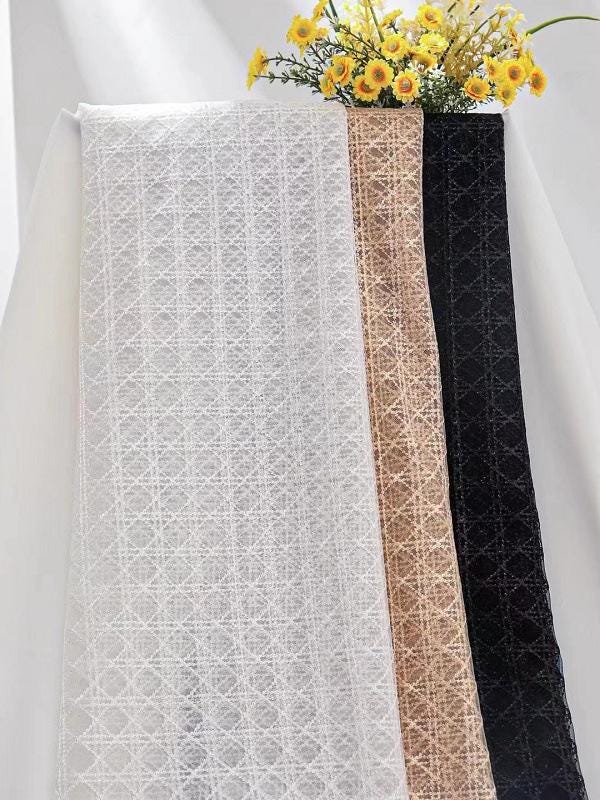 Cannage Motif Lace Fabric – 3 Colors Available, Sold by the Yard