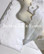 Vintage White Cotton Embroidered Lace Trim 7cm - Sold by the Meter