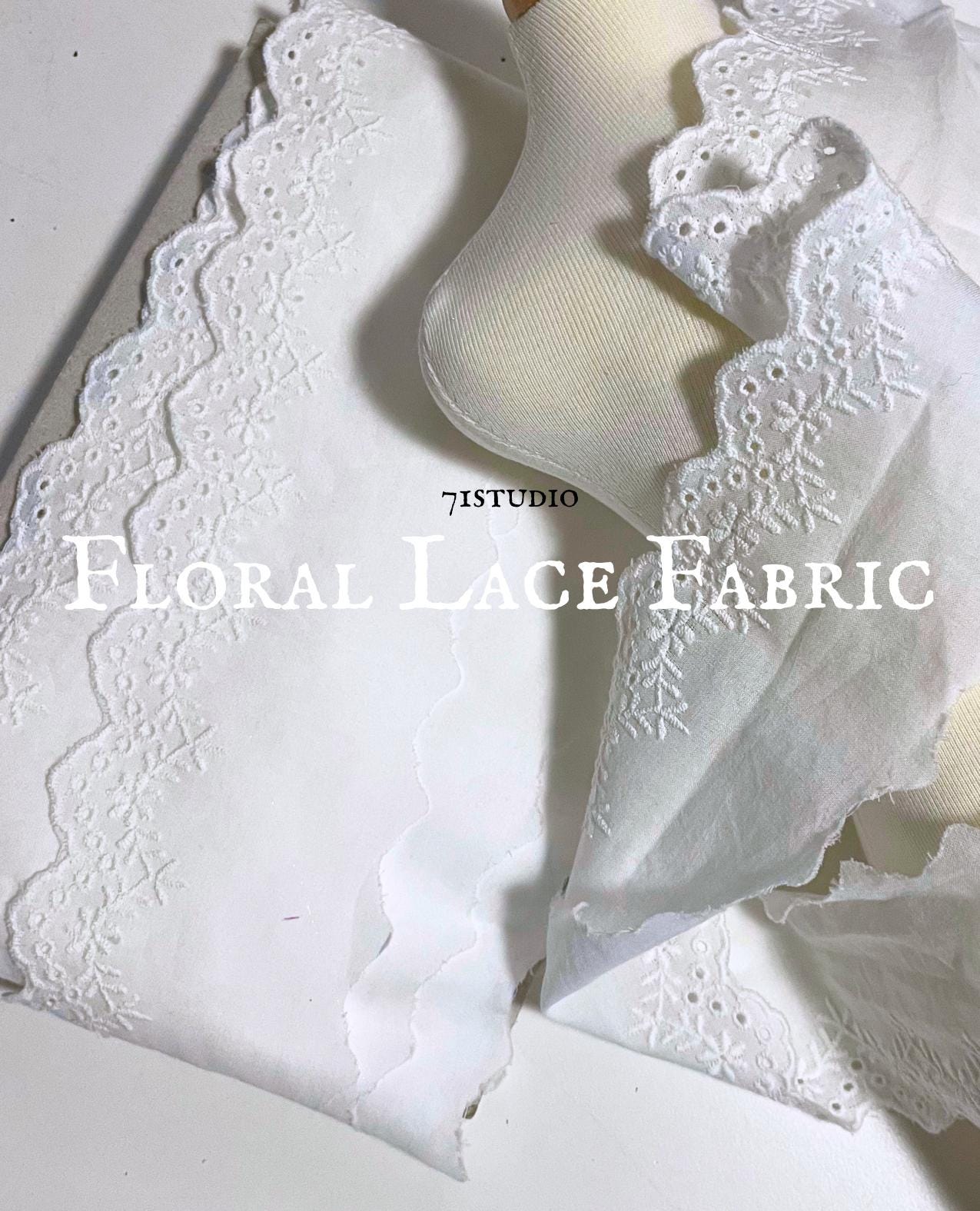 Vintage White Cotton Embroidered Lace Trim 7cm - Sold by the Meter