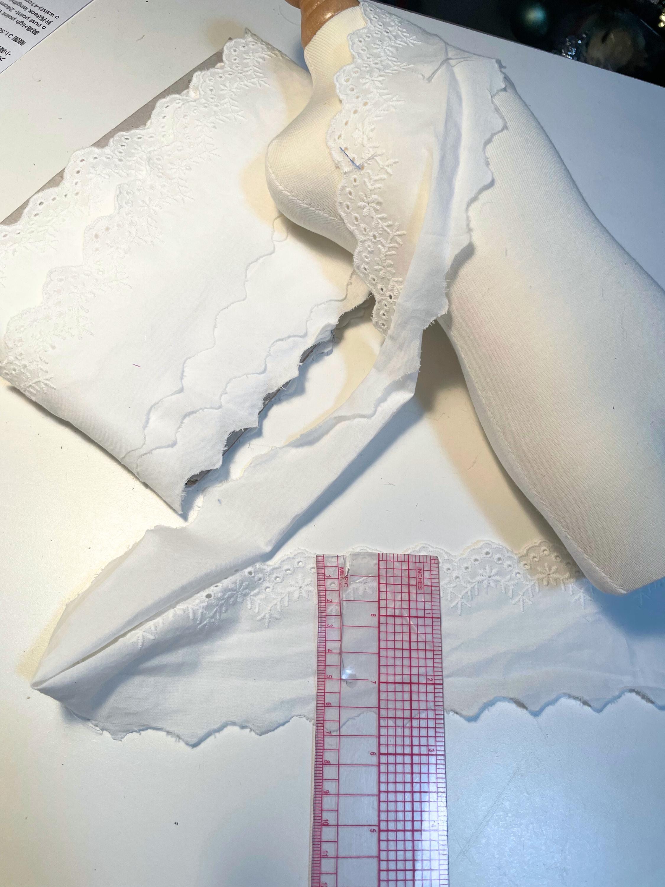 Vintage White Cotton Embroidered Lace Trim 7cm - Sold by the Meter