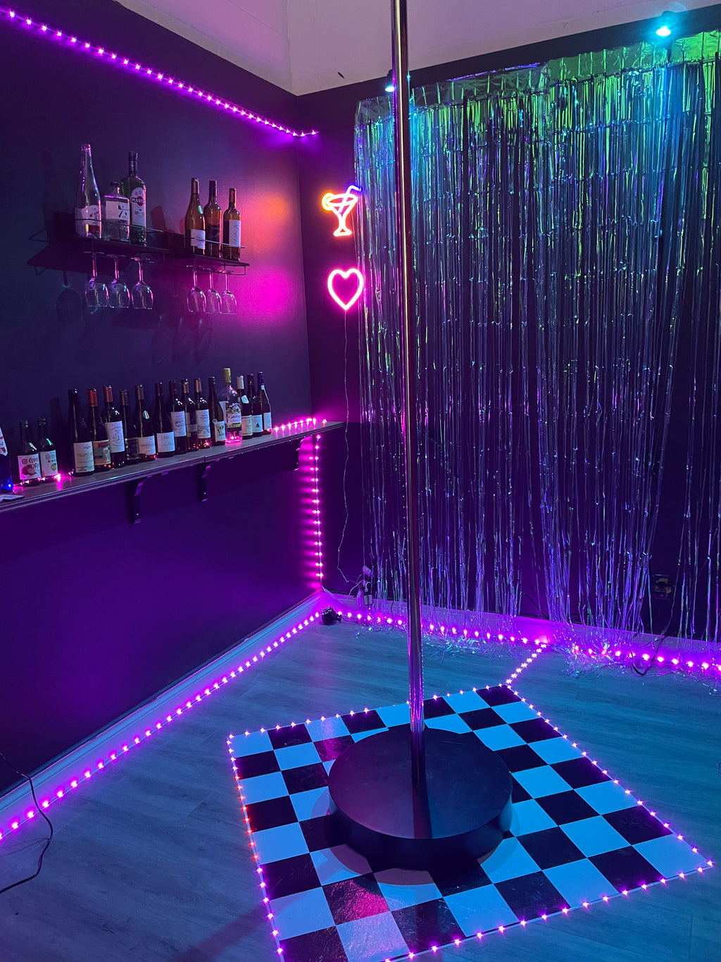 Neon Pole Bar Photo Studio Rental – Hourly Rate