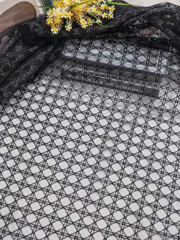 Cannage Motif Lace Fabric – 3 Colors Available, Sold by the Yard