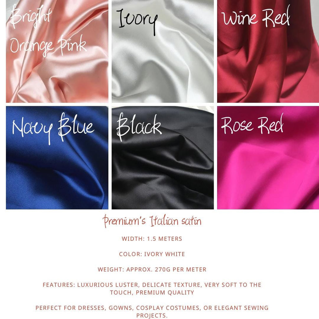 Italian Bridal Satin Fabric, Soft Lustrous Satin,26 colors, By The Yard