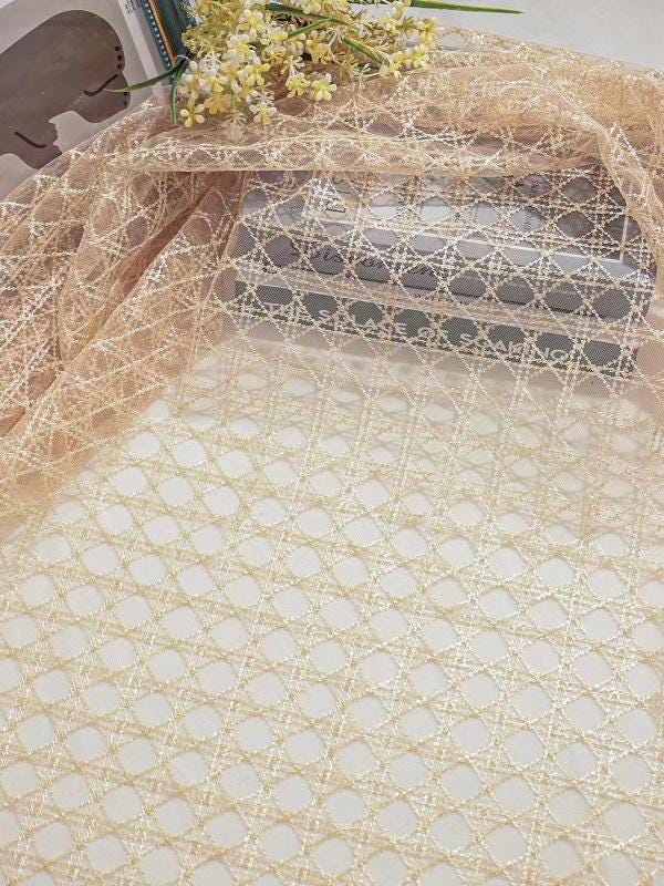 Cannage Motif Lace Fabric – 3 Colors Available, Sold by the Yard